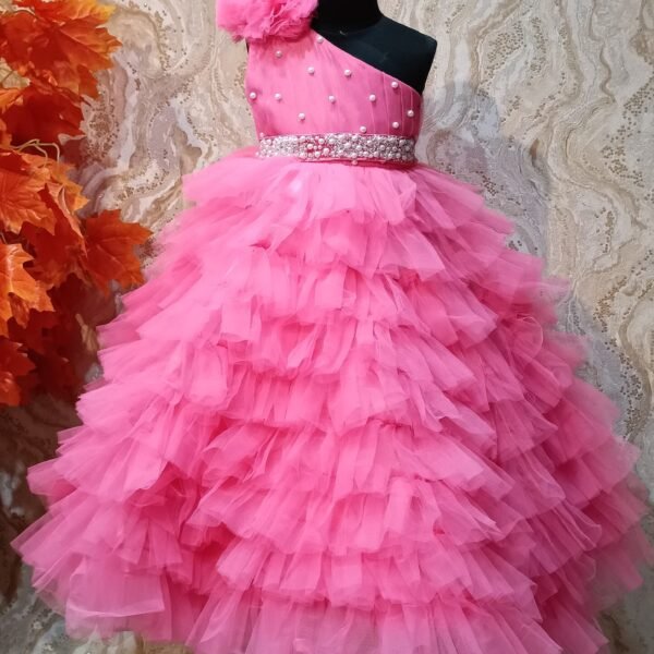 Step into Elegance with Our Radiant Ruffles Pink Princess Dress