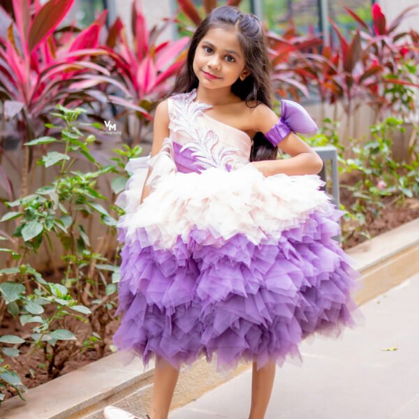 Whimsical Lavender Dreams: Stylish Ruffle Dress for Little Fashionistas