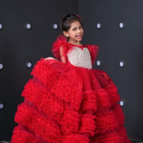 Enchant Your Little One with a Scarlet Red Ball Gown