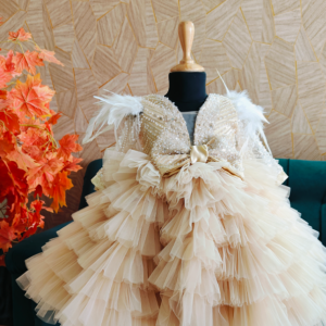 Golden Angel Ruffled Gown