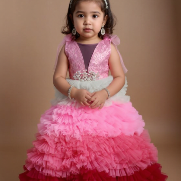 Pink Raspberry Ruffle Gown