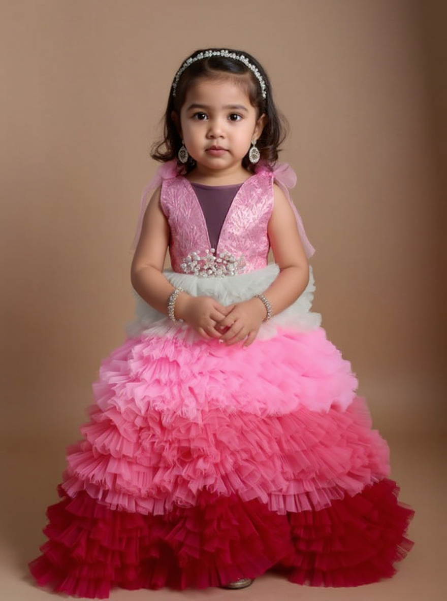 Pink Raspberry Ruffle Gown