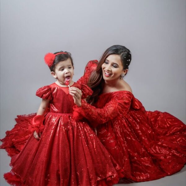 Red Sequin Glam Mom & Baby Matching Gown Set