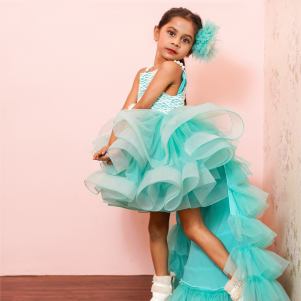 Mint Cloud Ruffle Dress